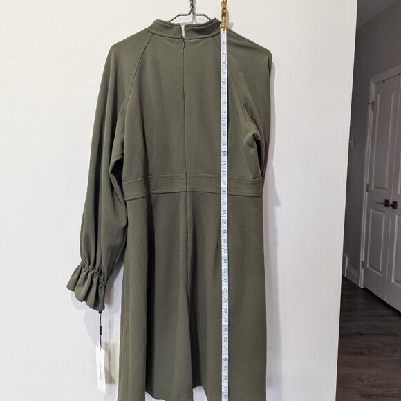 NWT Calvin Klein Olive Green Modest Fashion Dress Women's M Cottagecore - Picture 5 of 6